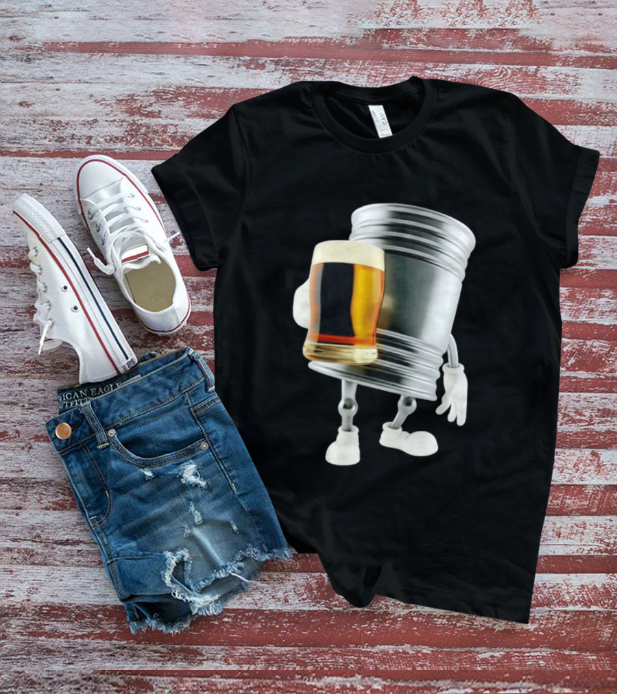 Beer Keg Holding Glass Character Meme T-Shirt