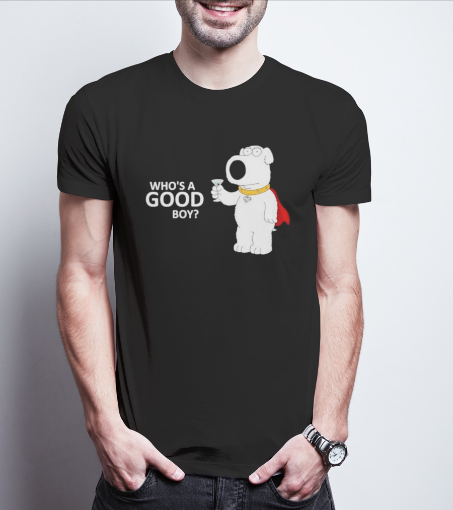 Brian Griffin Who's A Good Boy Family Guy Red Cape Martini T-Shirt