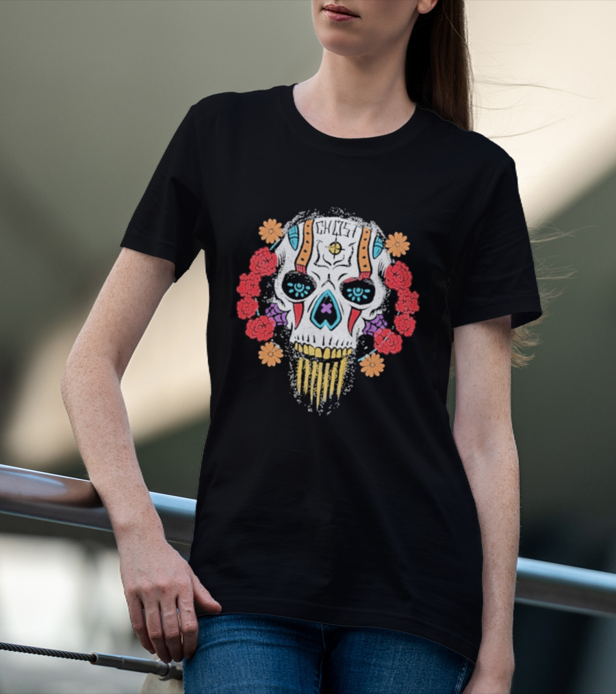 Call Of Duty Ghost Sugar Skull Floral Dia De Los Muertos T-Shirt