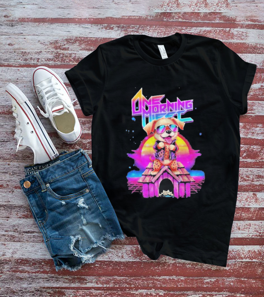 One Morning Left Puppy Doghouse 80s Retro Sunglasses Sunset Vibe T-Shirt