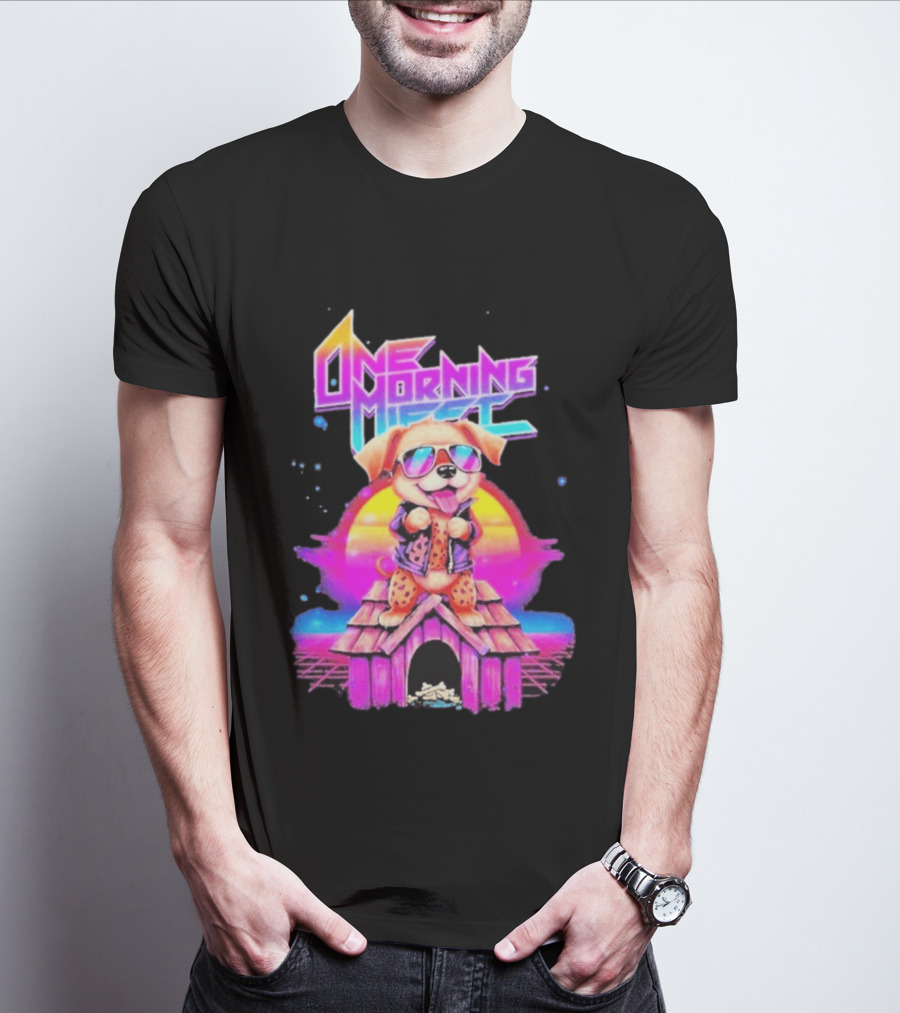 One Morning Left Puppy Doghouse 80s Retro Sunglasses Sunset Vibe T-Shirt