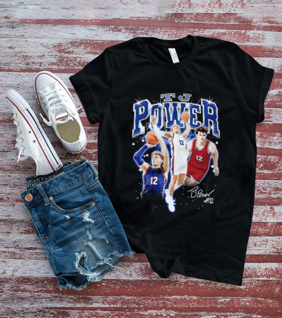 TJ Power Penn Quakers Basketball Player Number 12 Collage T-Shirt