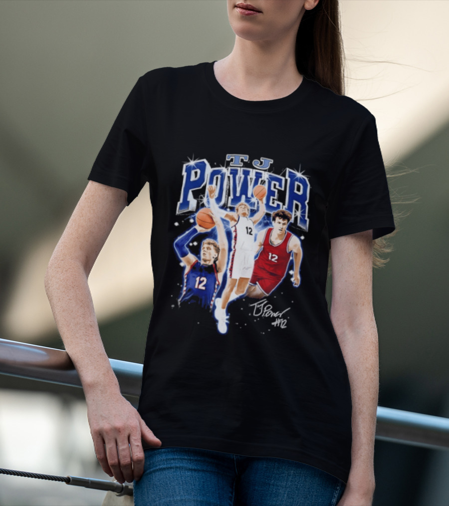 TJ Power Penn Quakers Basketball Player Number 12 Collage T-Shirt