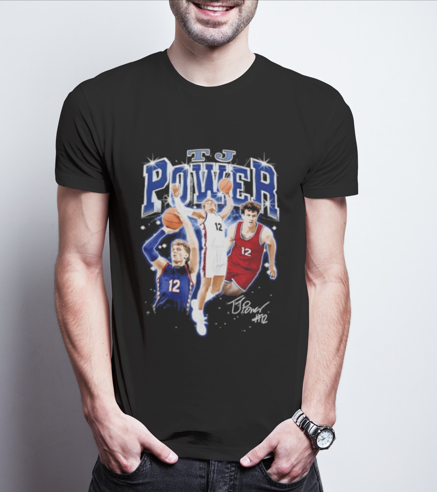 TJ Power Penn Quakers Basketball Player Number 12 Collage T-Shirt