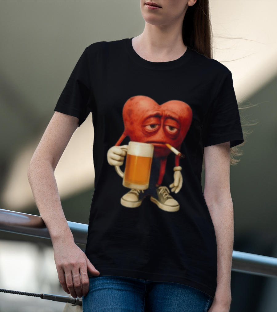 Your Heart Smoking Cigarette And Holding Beer In Sneakers T-Shirt