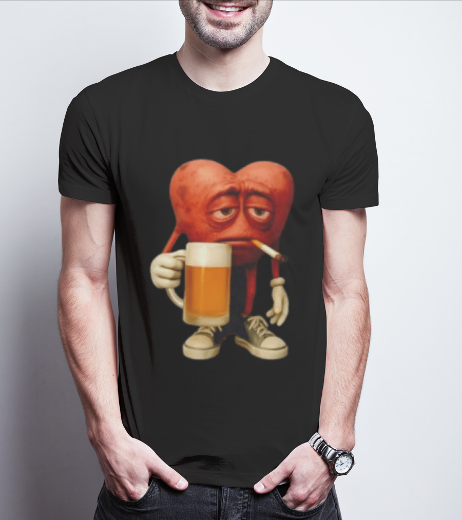 Your Heart Smoking Cigarette And Holding Beer In Sneakers T-Shirt