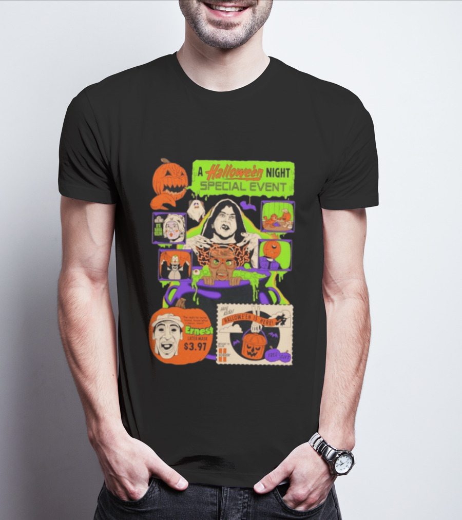 Halloween Special Event Ernest Latex Mask $3.97 Includes Free Gift Spooky Night T-Shirt