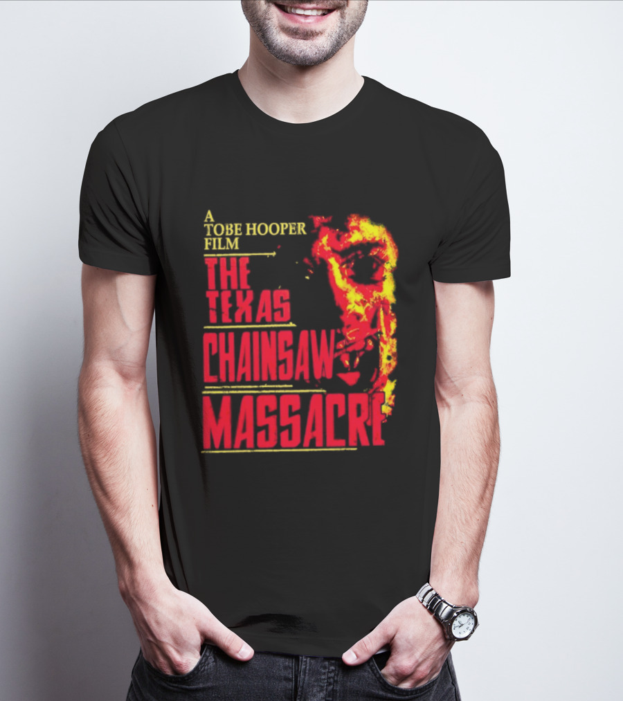 A Tobe Hooper Film The Texas Chainsaw Massacre Flame Chainsaw T-Shirt