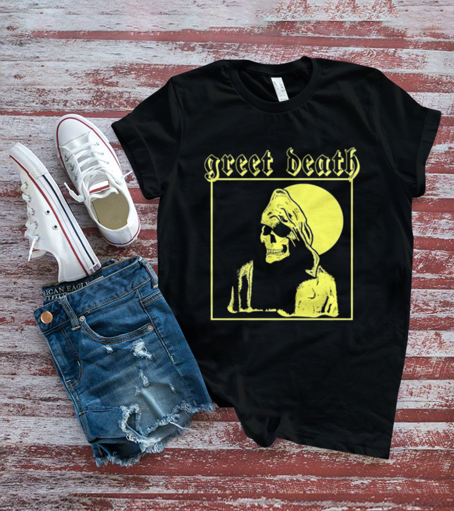 Greet Death Grim Reaper Band Alternative Rock Skeleton Halo T-Shirt