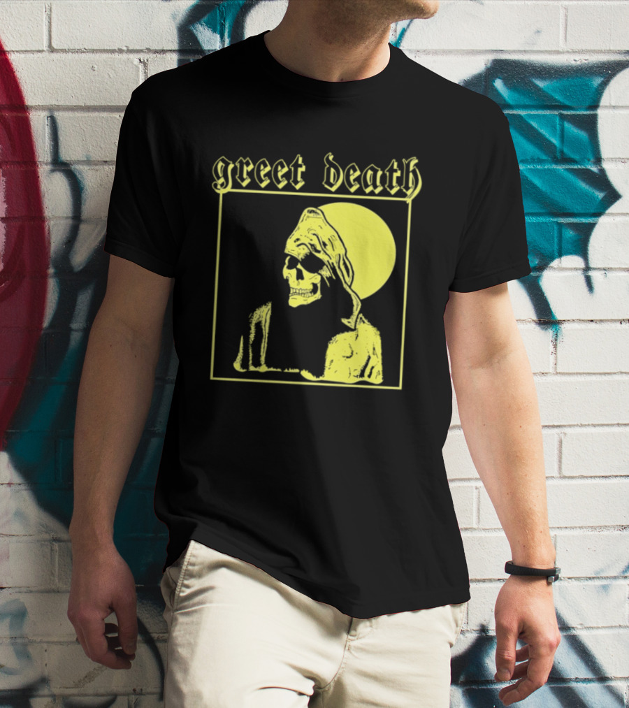 Greet Death Grim Reaper Band Alternative Rock Skeleton Halo T-Shirt