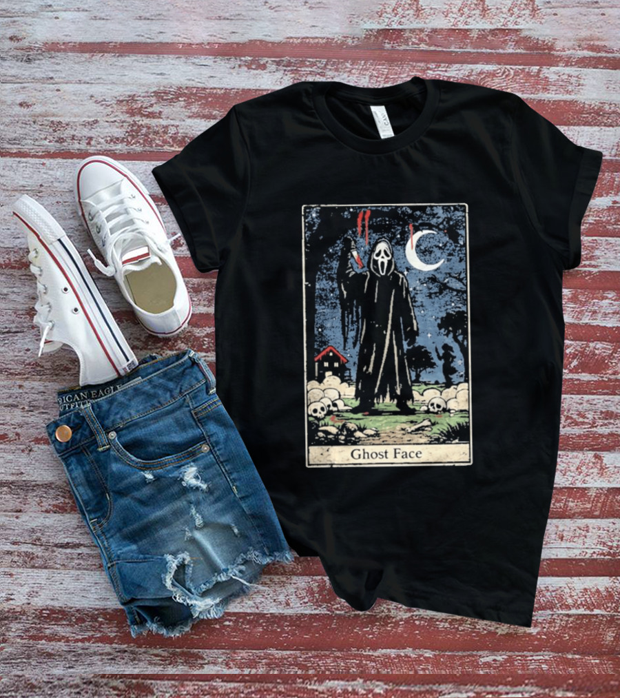Ghost Face Scream Changes Tarot Card Crossover Halloween Horror Villain T-Shirt