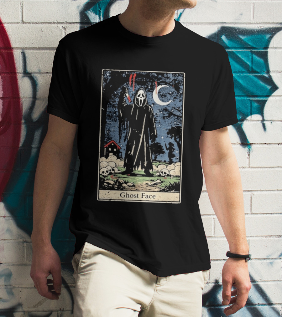 Ghost Face Scream Changes Tarot Card Crossover Halloween Horror Villain T-Shirt