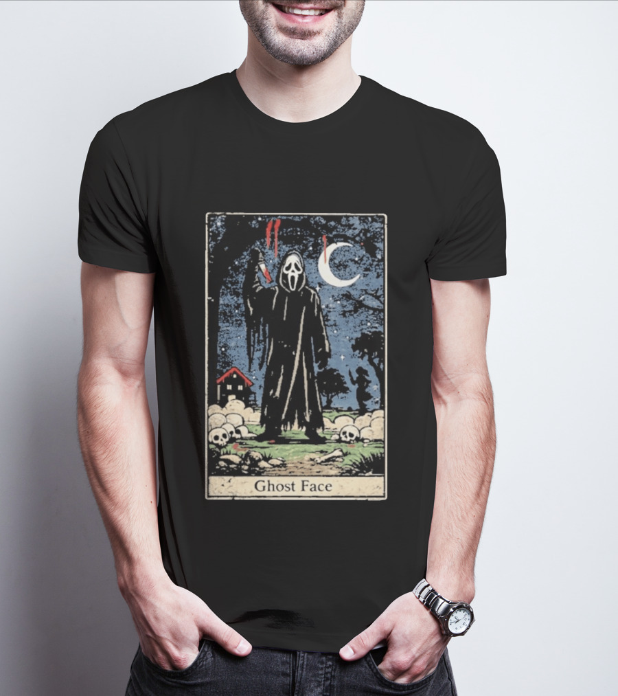 Ghost Face Scream Changes Tarot Card Crossover Halloween Horror Villain T-Shirt