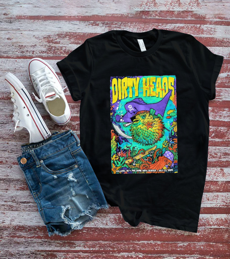 Dirty Heads Holmdel NJ July 23 2026 PNC Bank Arts Center Pirate Theme Ocean Creatures T-Shirt