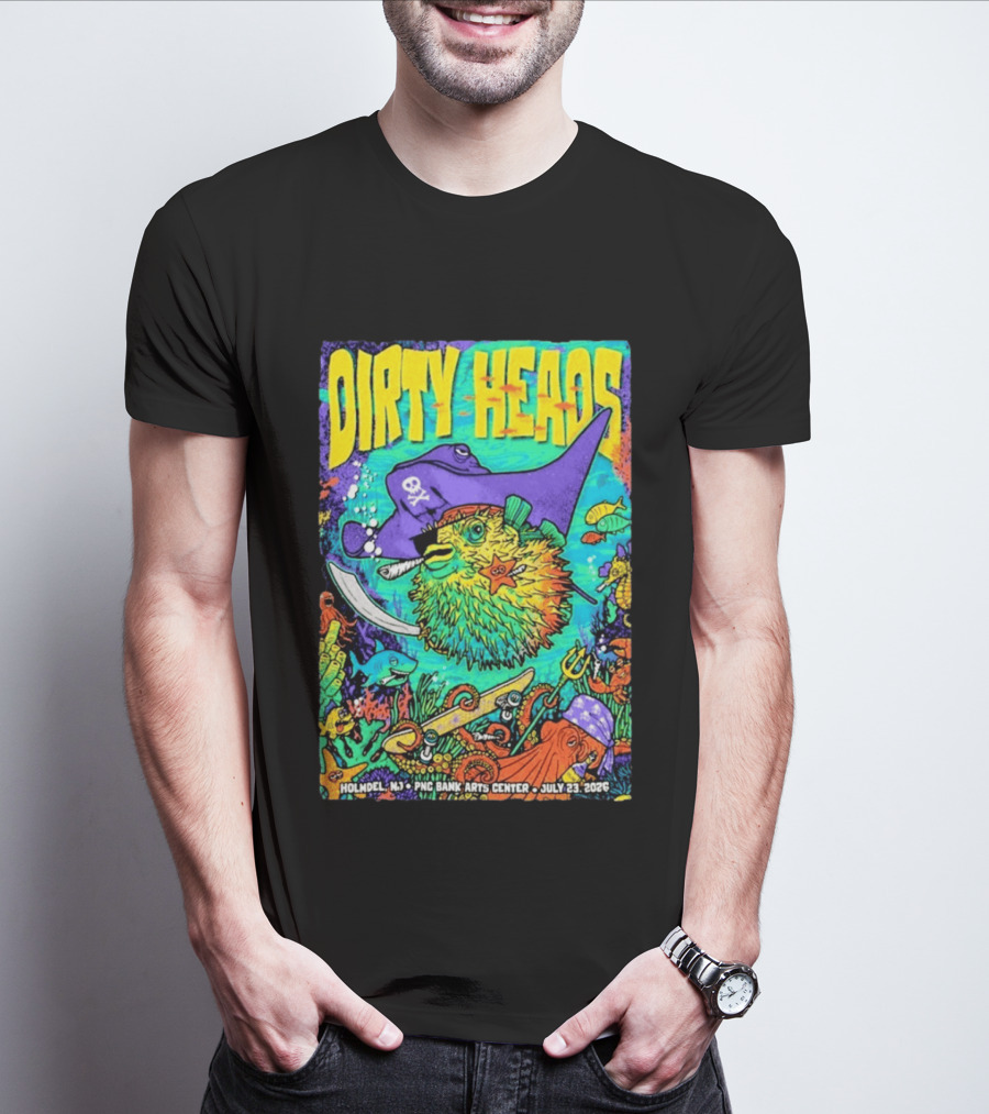 Dirty Heads Holmdel NJ July 23 2026 PNC Bank Arts Center Pirate Theme Ocean Creatures T-Shirt