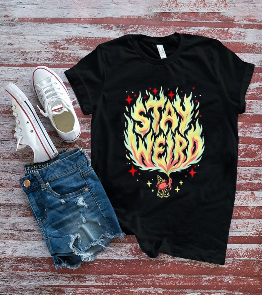 Stay Weird Witch Cat Magic Flame T-Shirt