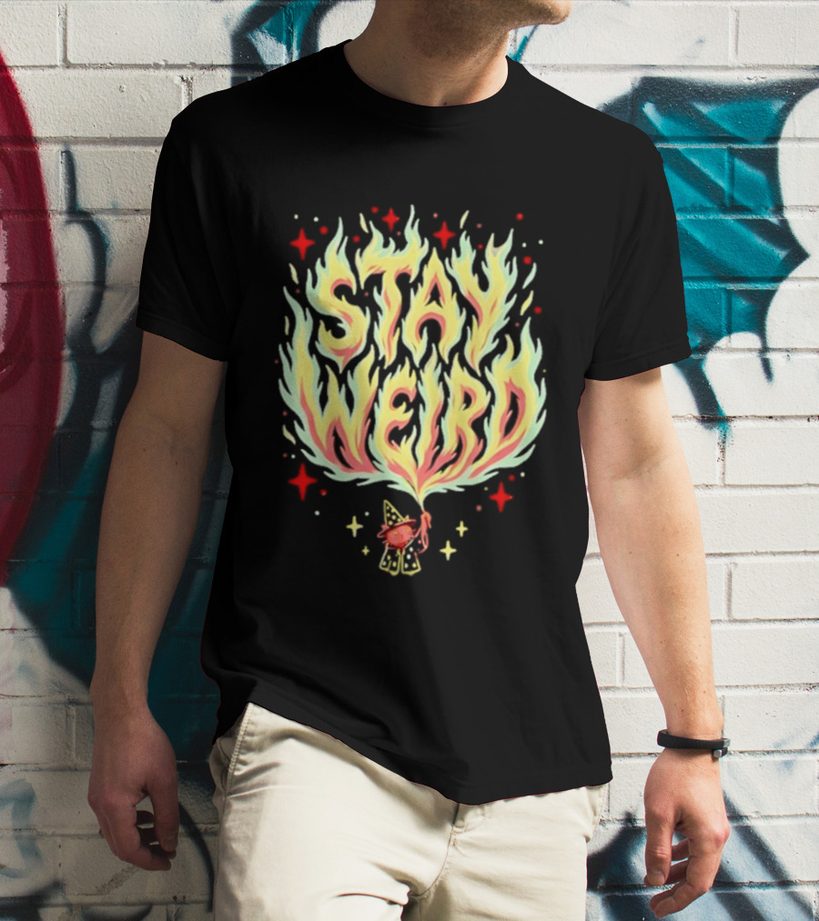 Stay Weird Witch Cat Magic Flame T-Shirt