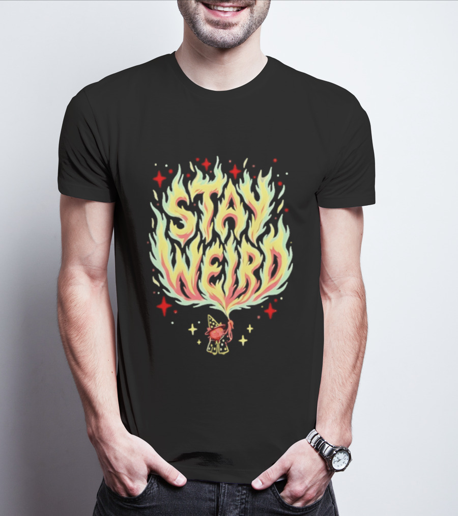 Stay Weird Witch Cat Magic Flame T-Shirt