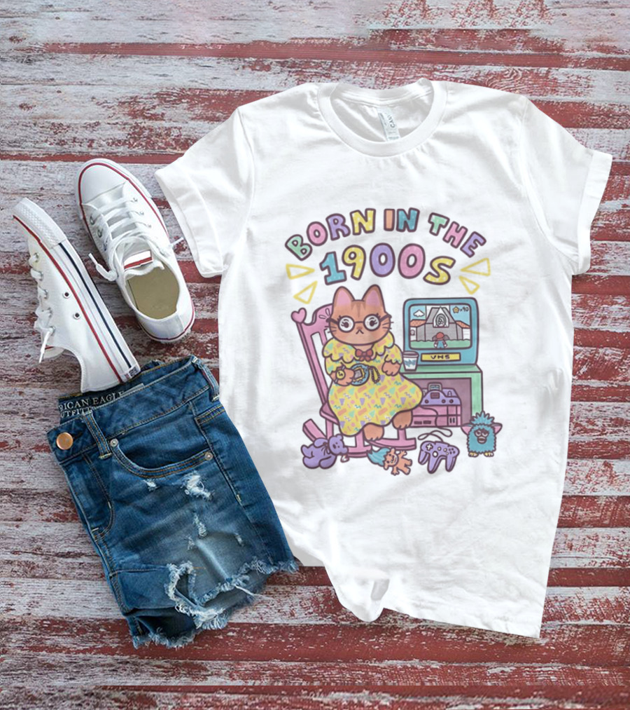 Born In The 1900s Cat VHS Gaming Nostalgia T-Shirt