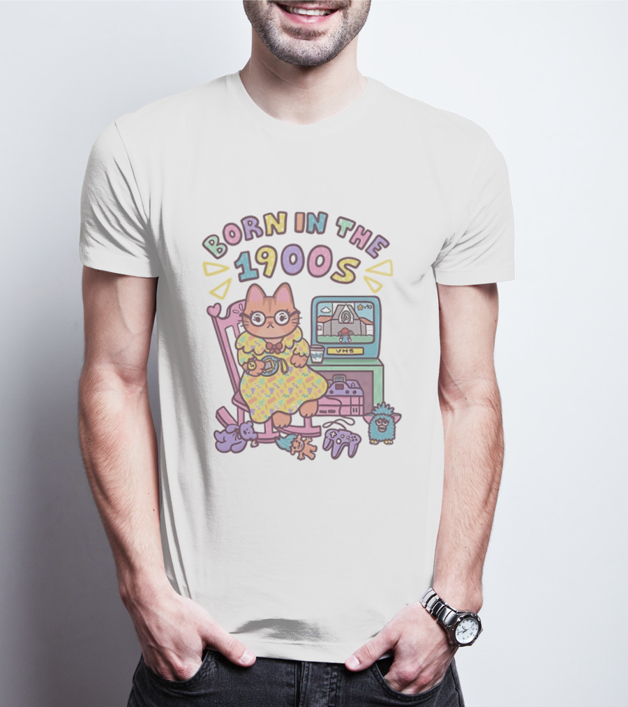 Born In The 1900s Cat VHS Gaming Nostalgia T-Shirt