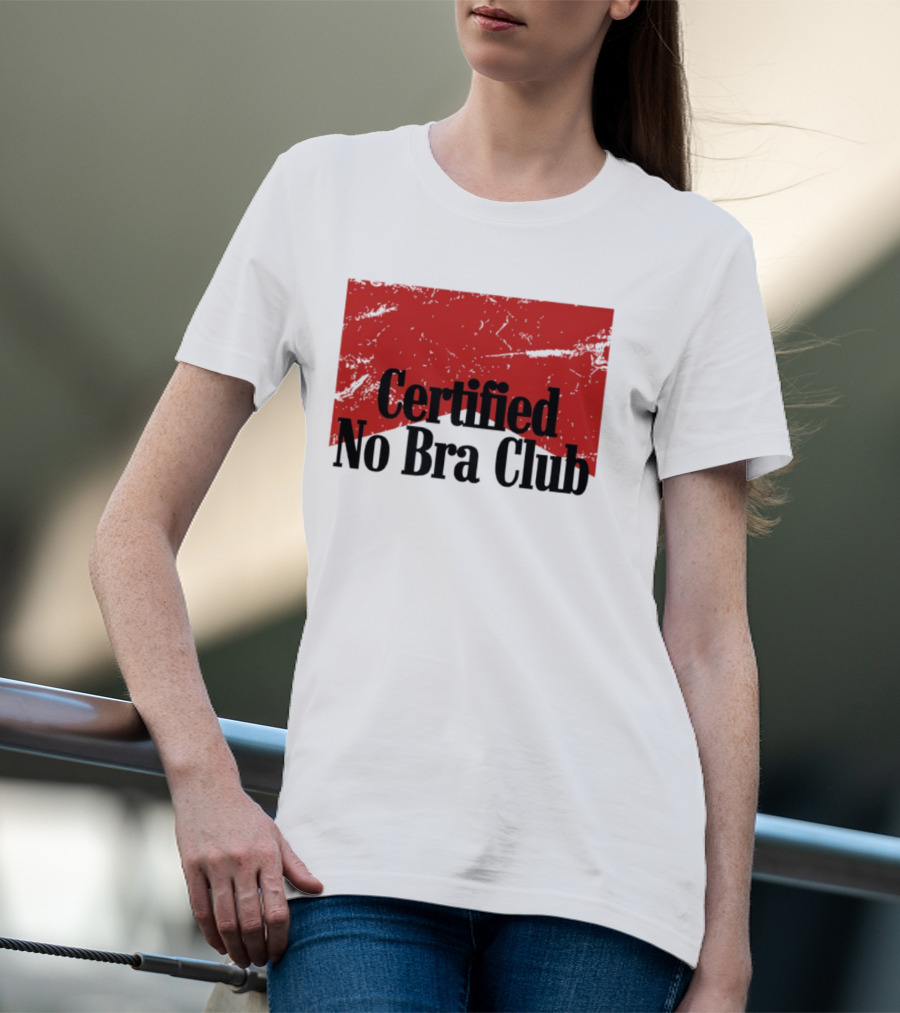 Certified No Bra Club Marlboro Parody Red Banner T-Shirt