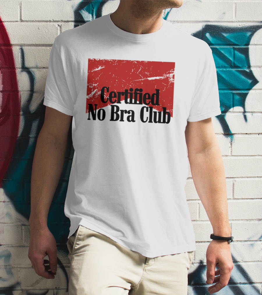 Certified No Bra Club Marlboro Parody Red Banner T-Shirt