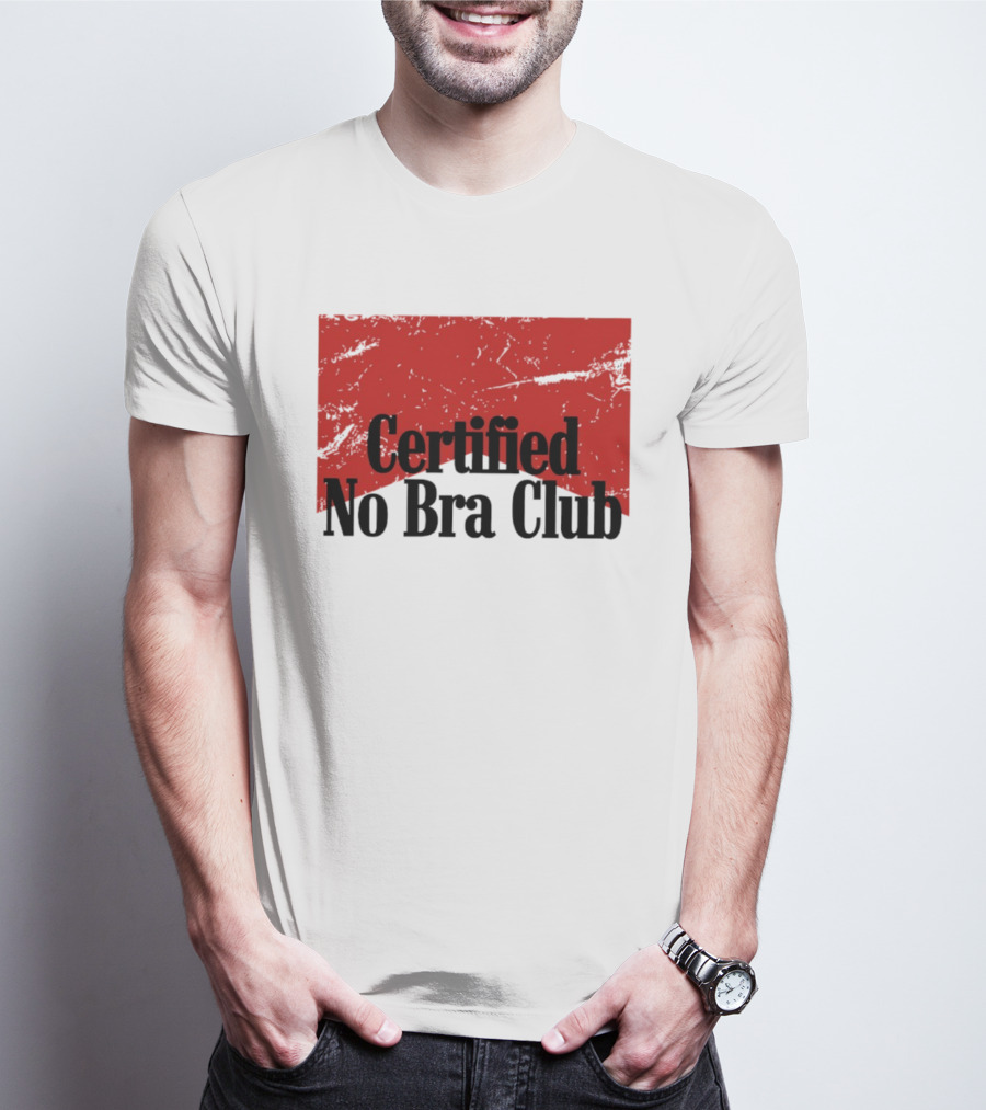 Certified No Bra Club Marlboro Parody Red Banner T-Shirt