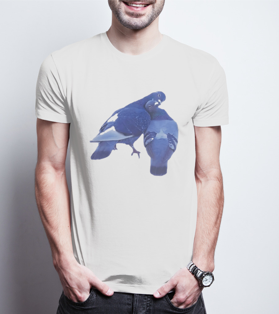 Love Doves Sports Banger Blue Pigeons Embrace T-Shirt