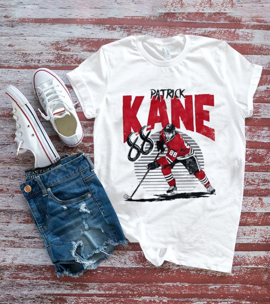 Patrick Kane 88 Chicago Blackhawks Hockey Player Action T-Shirt