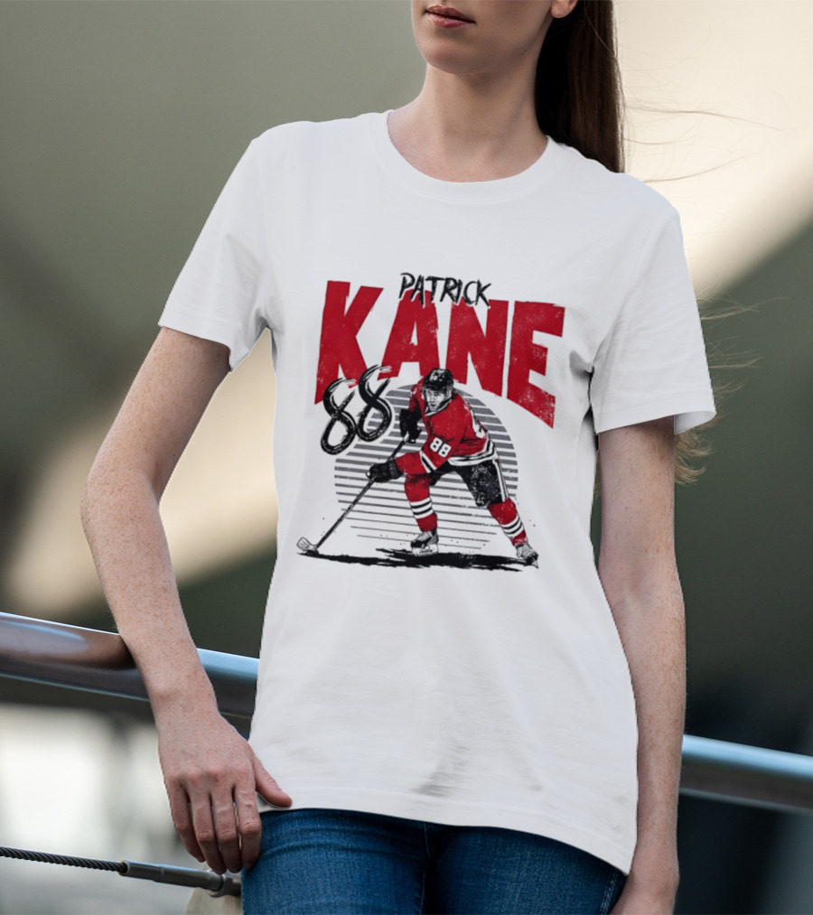 Patrick Kane 88 Chicago Blackhawks Hockey Player Action T-Shirt