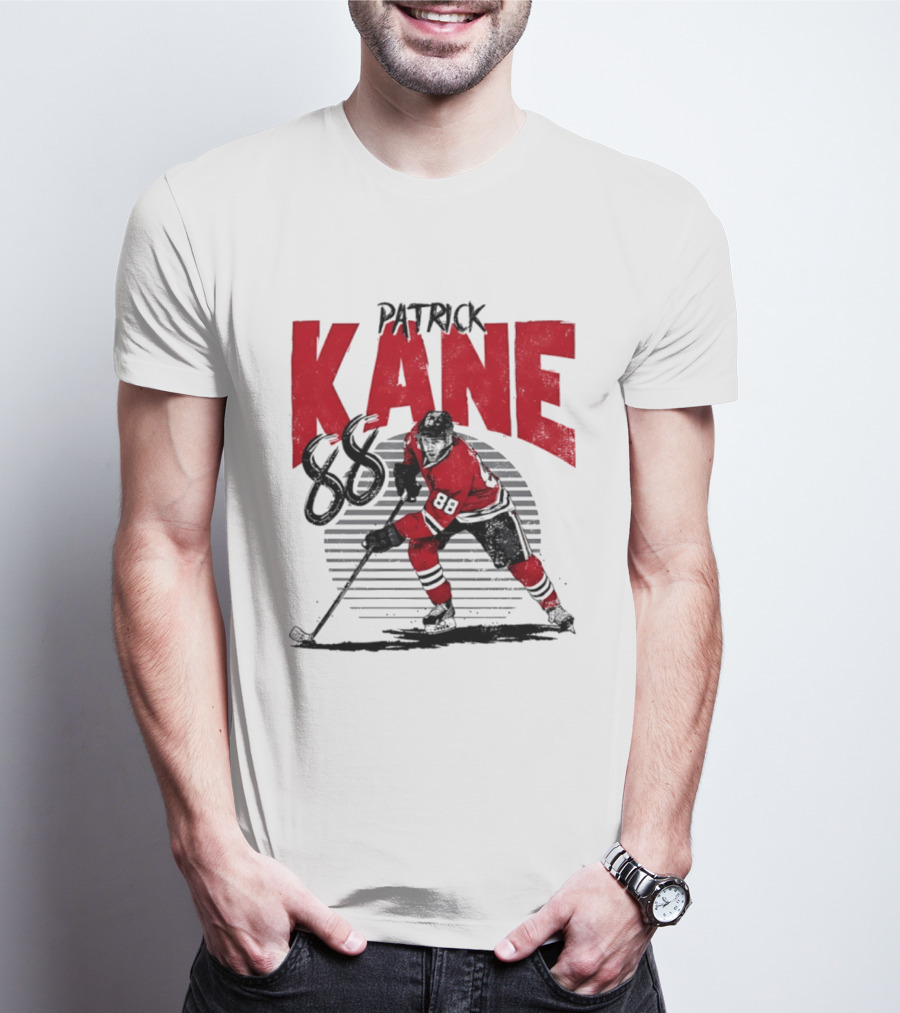 Patrick Kane 88 Chicago Blackhawks Hockey Player Action T-Shirt