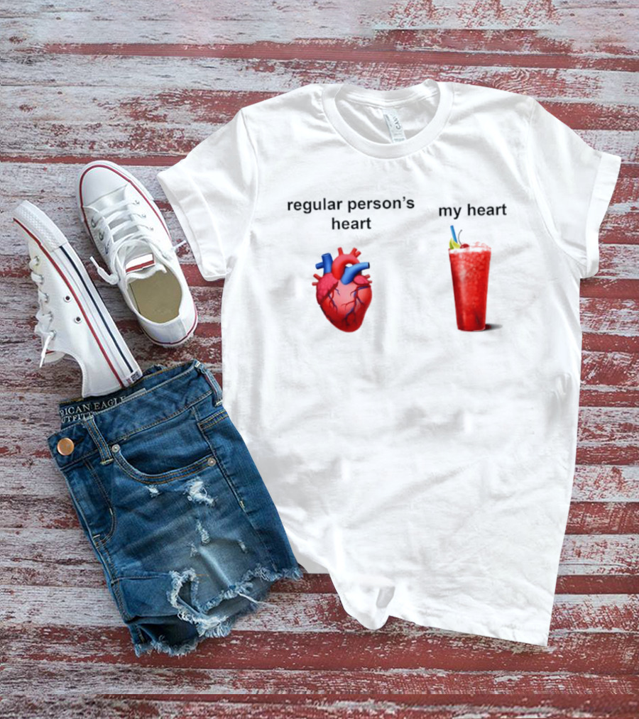 Regular Person's Heart Vs My Heart Cocktail Emoji Comparison T-Shirt