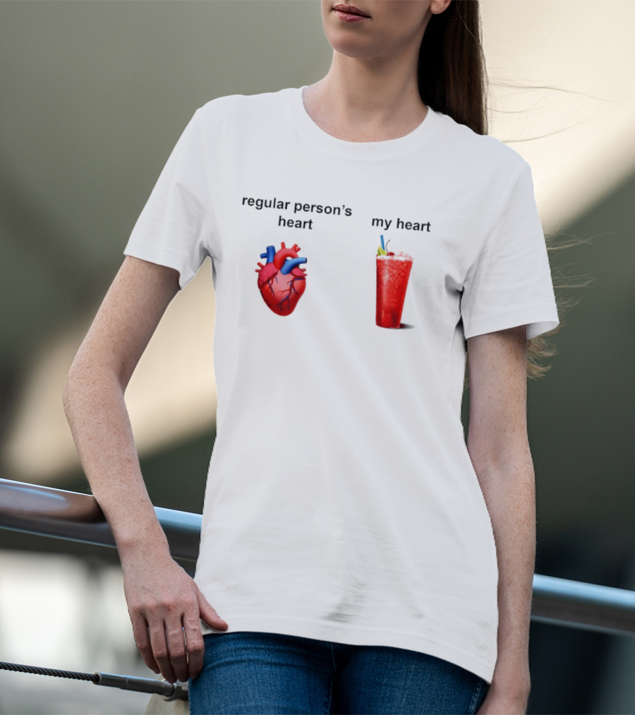 Regular Person's Heart Vs My Heart Cocktail Emoji Comparison T-Shirt