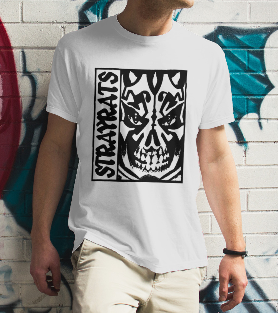Stray Rats Skull Face Art Black And White T-Shirt