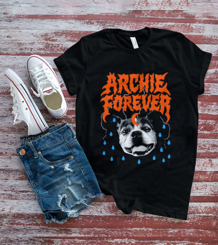 Archie Forever Dog Memorial Pet Tribute With Teardrops And Crescent Moon T-Shirt