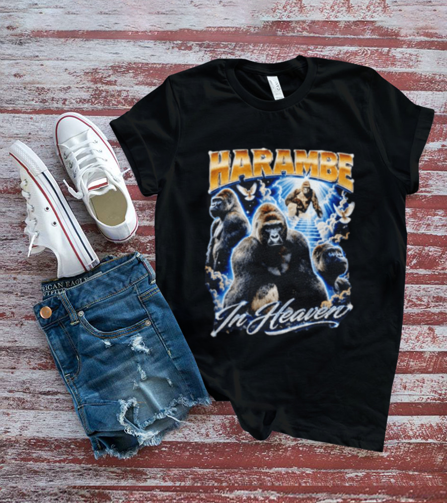 Harambe In Heaven Gorilla And Angels T-Shirt