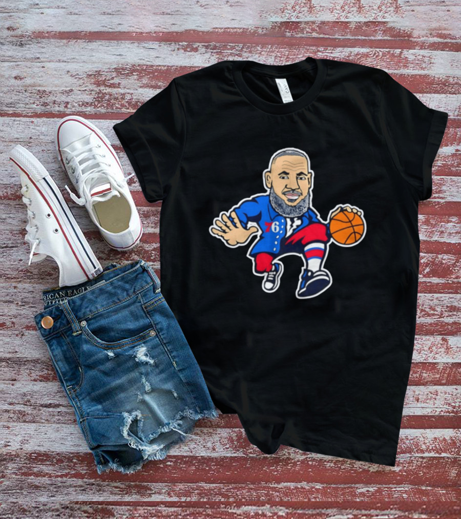LeBron James Philadelphia Sixers Cartoon Basketball Player With Number 76 T-Shirt