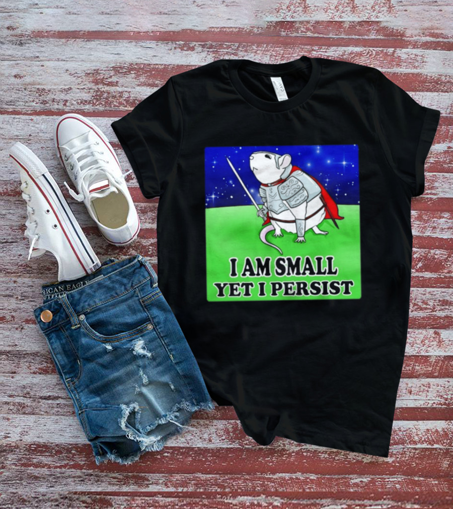 I Am Small Yet I Persist Knight Rat Armor Red Cape Stars T-Shirt