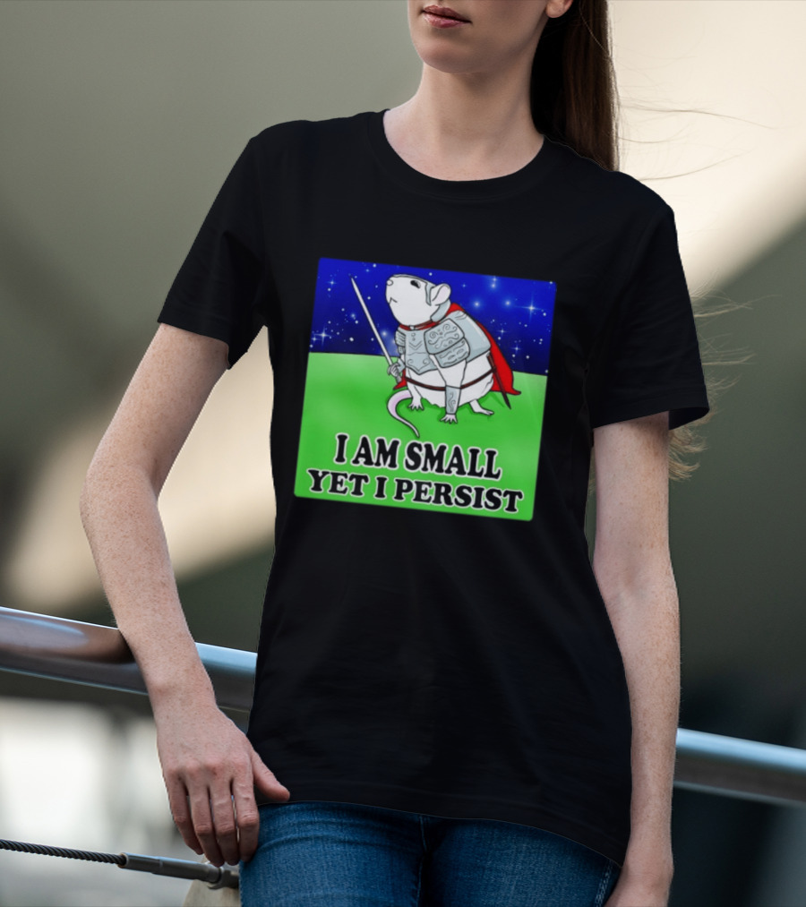 I Am Small Yet I Persist Knight Rat Armor Red Cape Stars T-Shirt