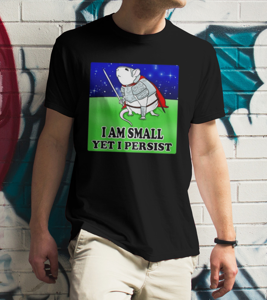 I Am Small Yet I Persist Knight Rat Armor Red Cape Stars T-Shirt