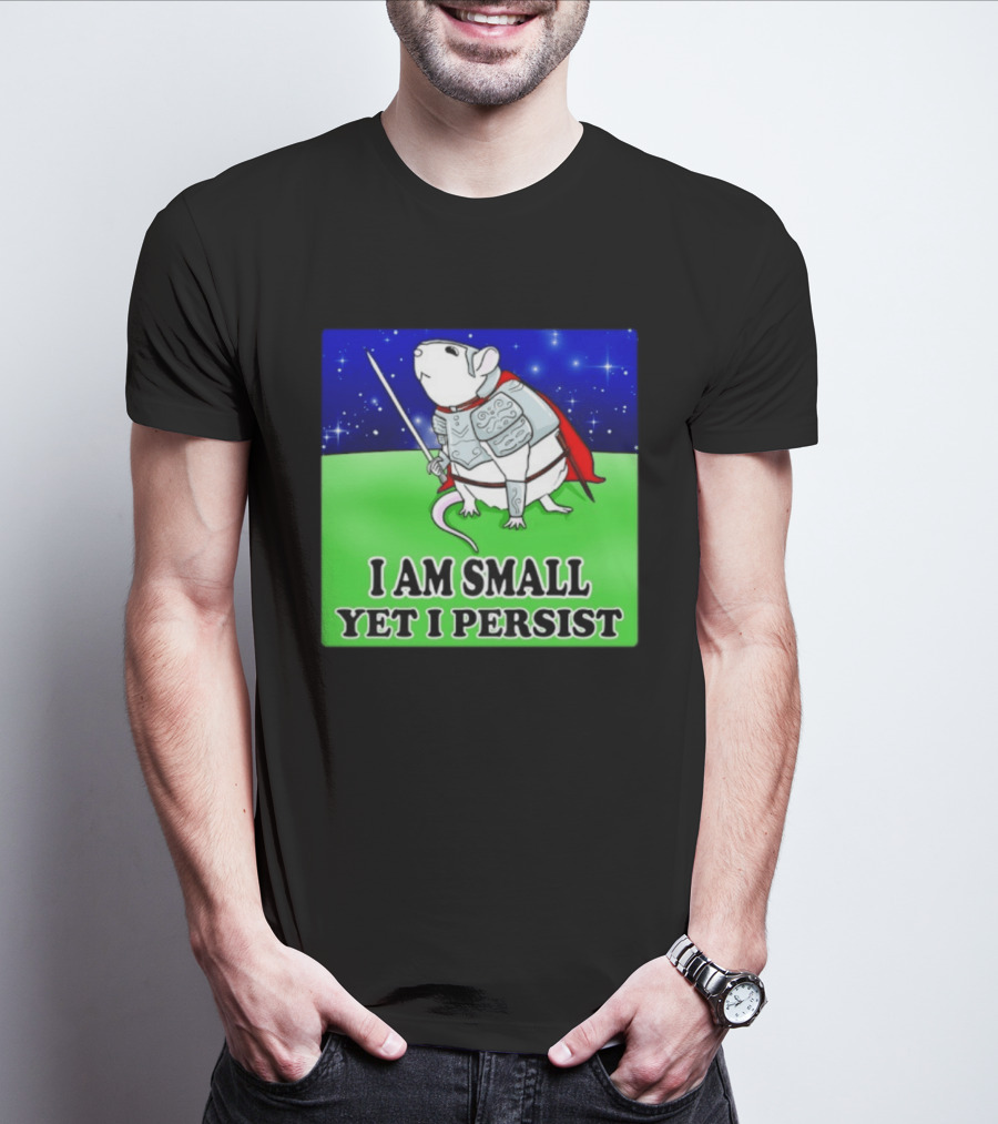 I Am Small Yet I Persist Knight Rat Armor Red Cape Stars T-Shirt
