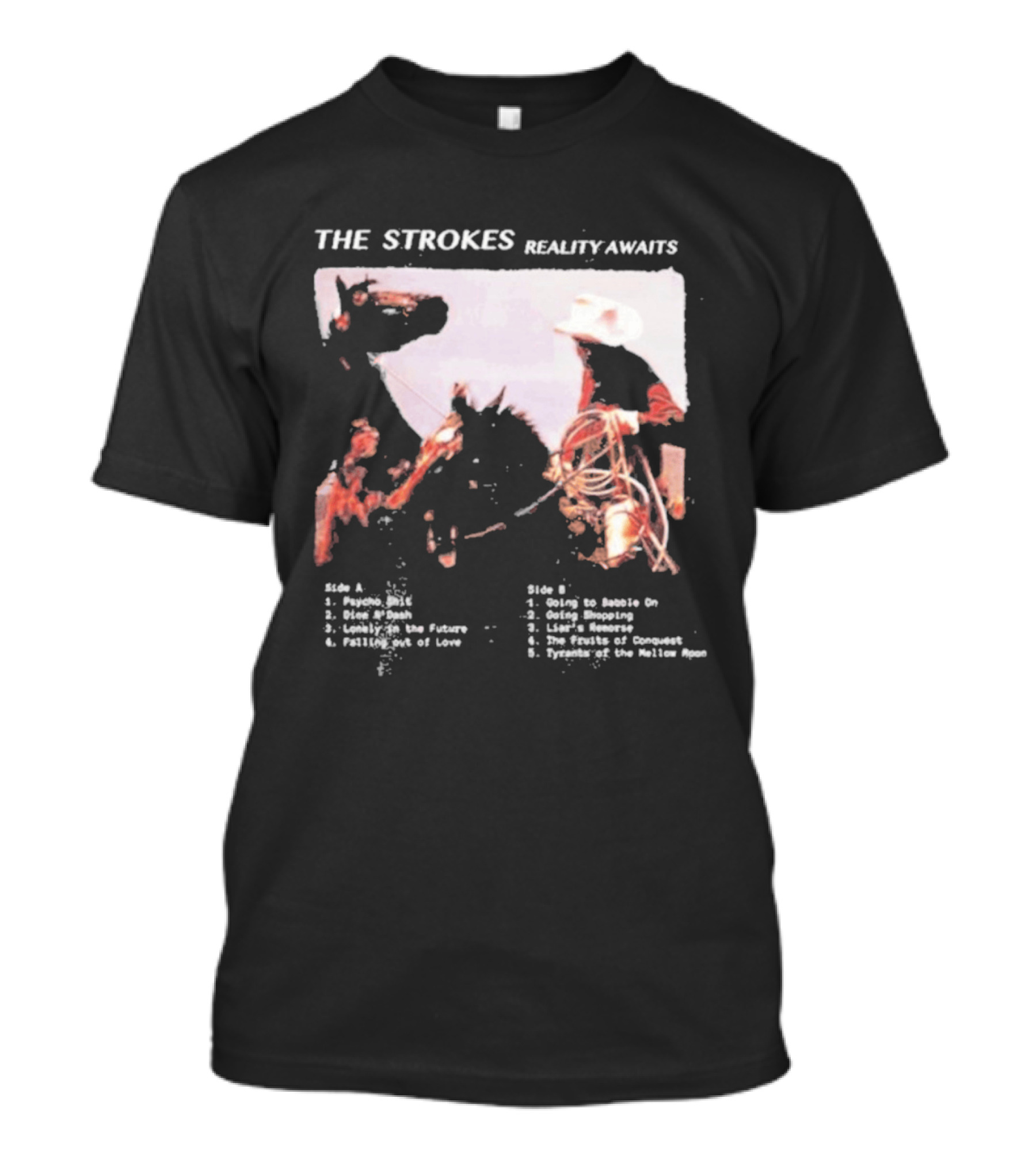 The Strokes Reality Awaits Tracklist Cowboy Imagery Future Nostalgia Space Cowboys T-Shirt