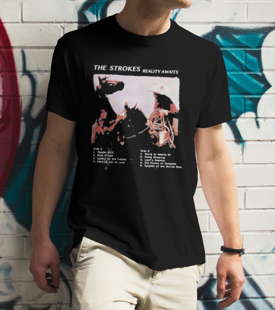 The Strokes Reality Awaits Tracklist Cowboy Imagery Future Nostalgia Space Cowboys T-Shirt