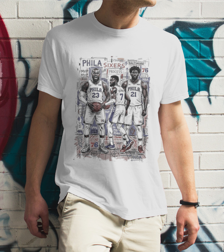 Philadelphia 76ers Big 3 Process LeBron James Jaylen Brown Joel Embiid T-Shirt