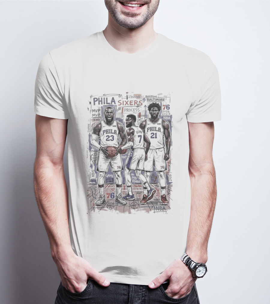 Philadelphia 76ers Big 3 Process LeBron James Jaylen Brown Joel Embiid T-Shirt