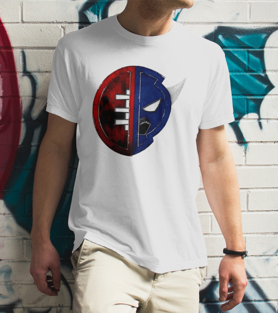 Buffalo Football Fusion Mask Emblem Red Blue Horns T-Shirt