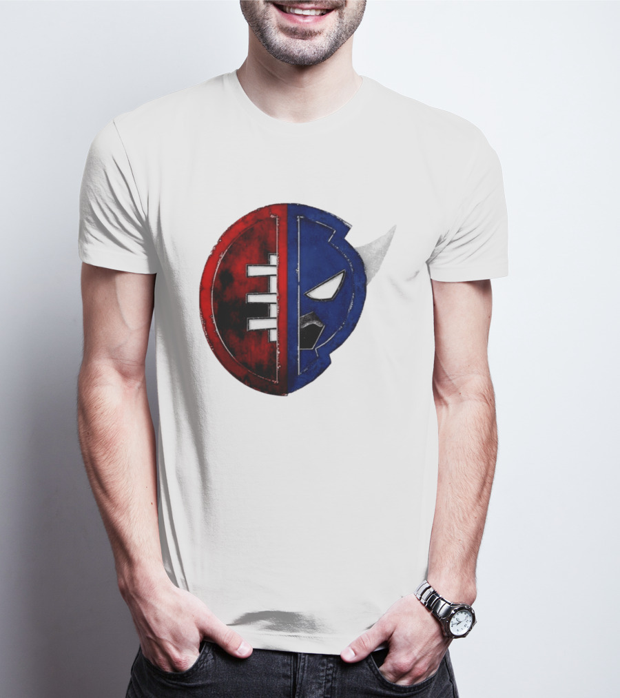 Buffalo Football Fusion Mask Emblem Red Blue Horns T-Shirt