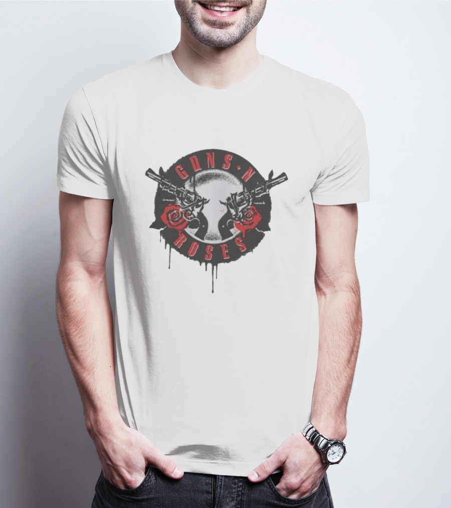 Guns N Roses World Tour 2026 Spray Painted Skull And Roses T-Shirt