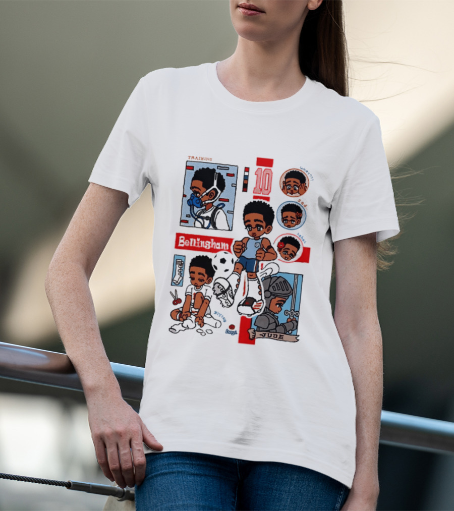 Jude Bellingham Kawaii Cartoon Soccer Training Armor Emotions T-Shirt