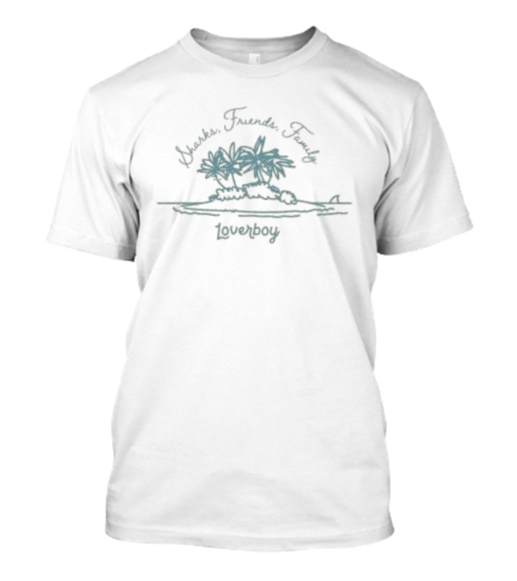 Loverboy Store Sharks Friends Family Classic Crop Tropical Island Scene T-Shirt